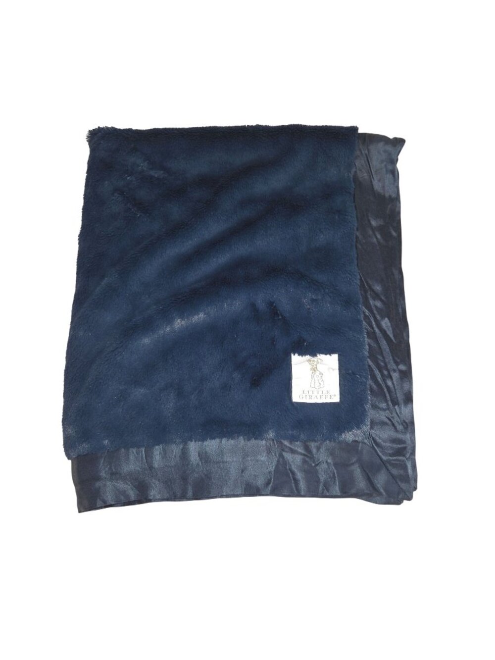 Little Giraffe Luxe Navy Blue Baby Blanket Satin Trim 35x27 Inches USA 4307